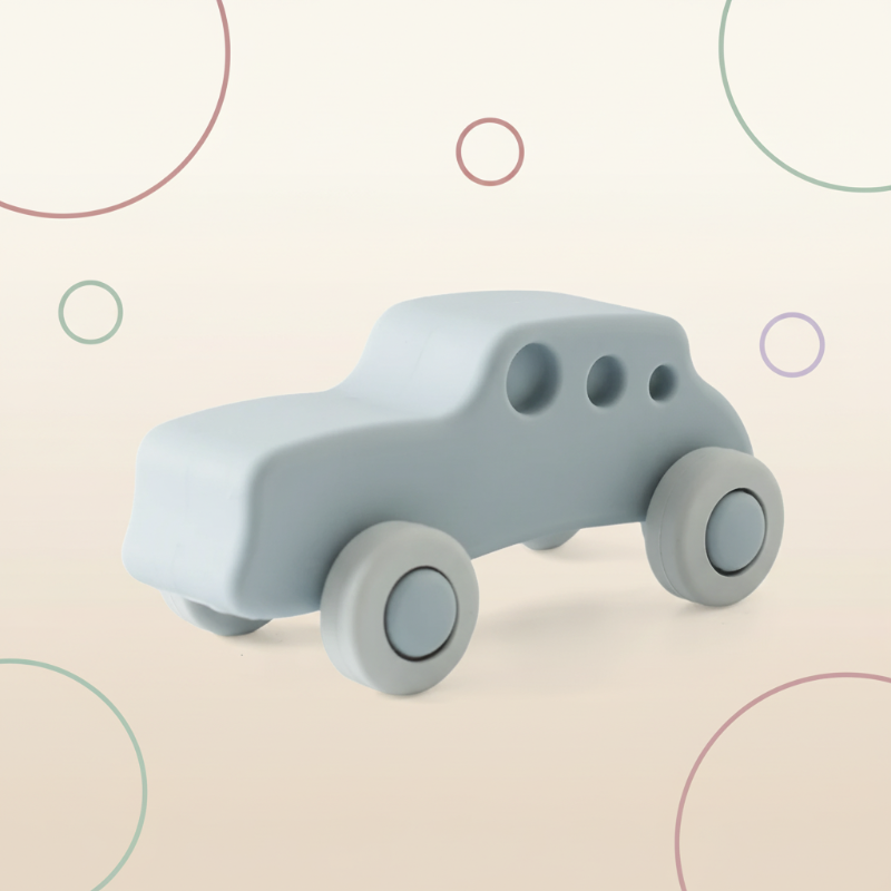 Montessori Silicone Toy Car – Seguro y apto para morder: juguete de silicona con forma de vehículo para morder