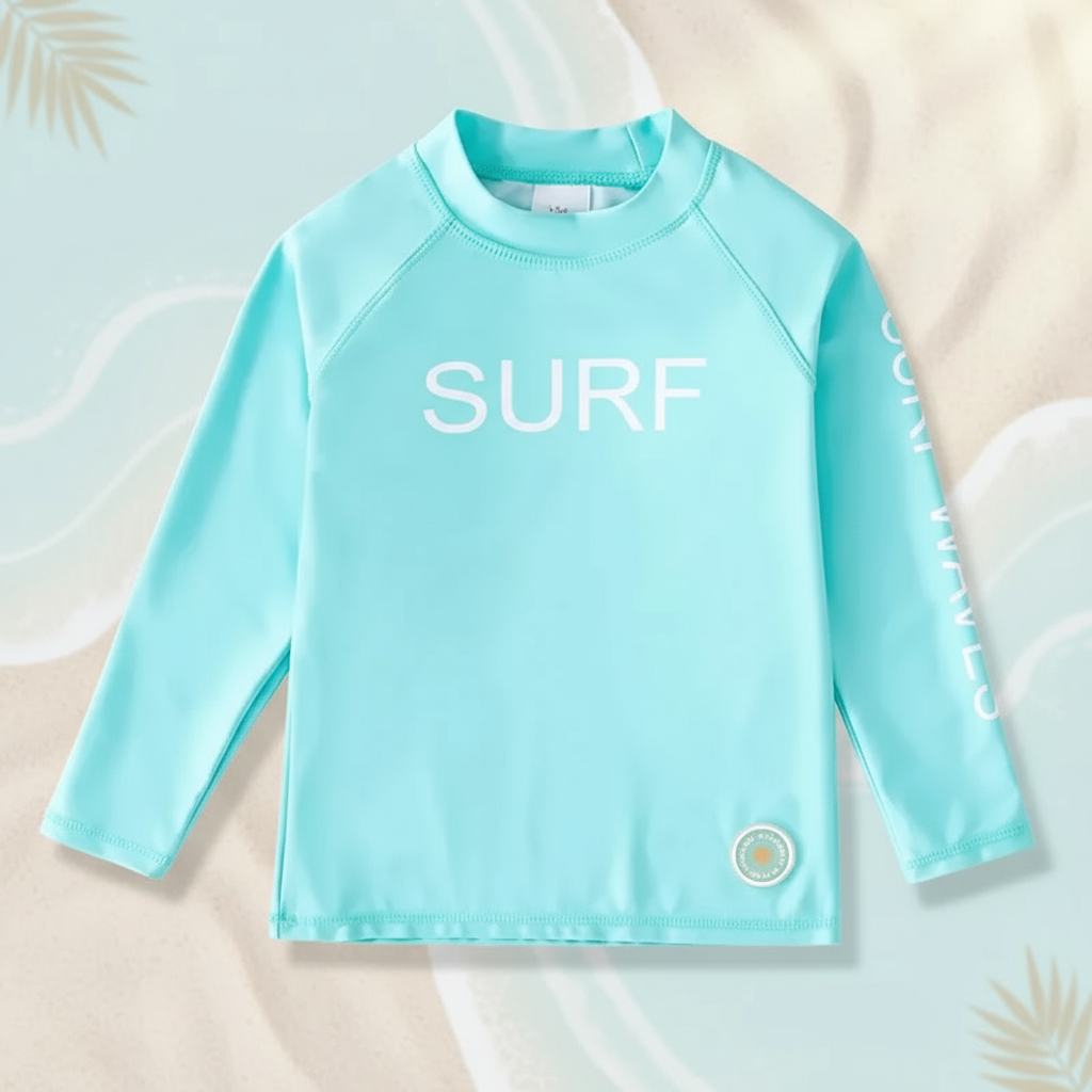 SunShield – Protectora y flexible: camiseta de surf para niños con manga larga y UPF 50+.