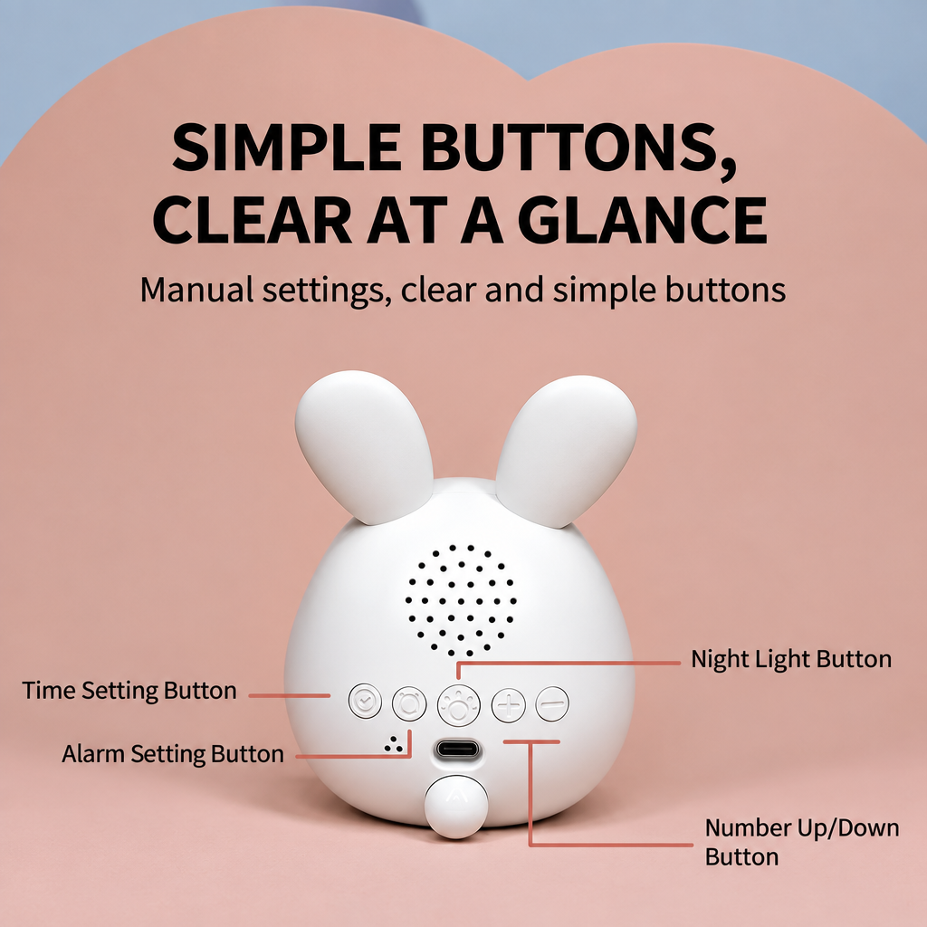 BunnyGlow – Bonito y práctico: despertador digital para niños con luz nocturna