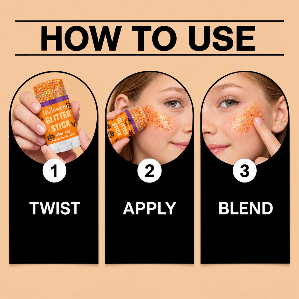 GlitterPop – Brillante y festivo: barra de purpurina de Halloween para el rostro, el pelo y el cuerpo