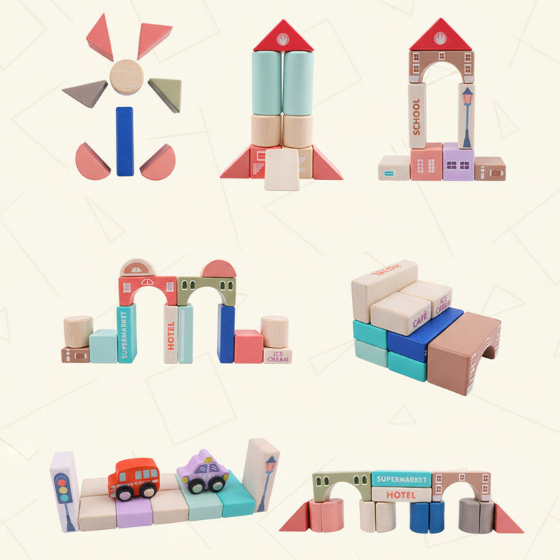 BuildJoy – Educativo y divertido – Bloques de construcción de madera en la ciudad