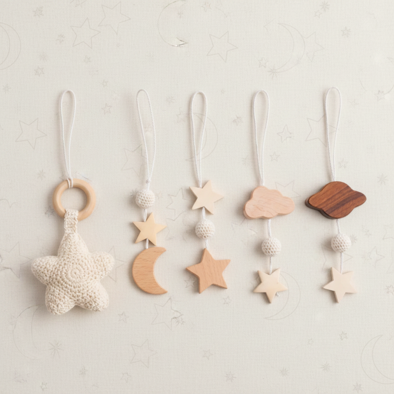 Wooden Baby Rattle Toy – Sensorial y seguro – Gimnasio para bebés
