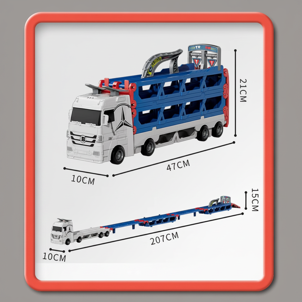 CarHauler – Divertido y lleno de aventuras – Set de juego con camión transportador de coches y coches de carreras
