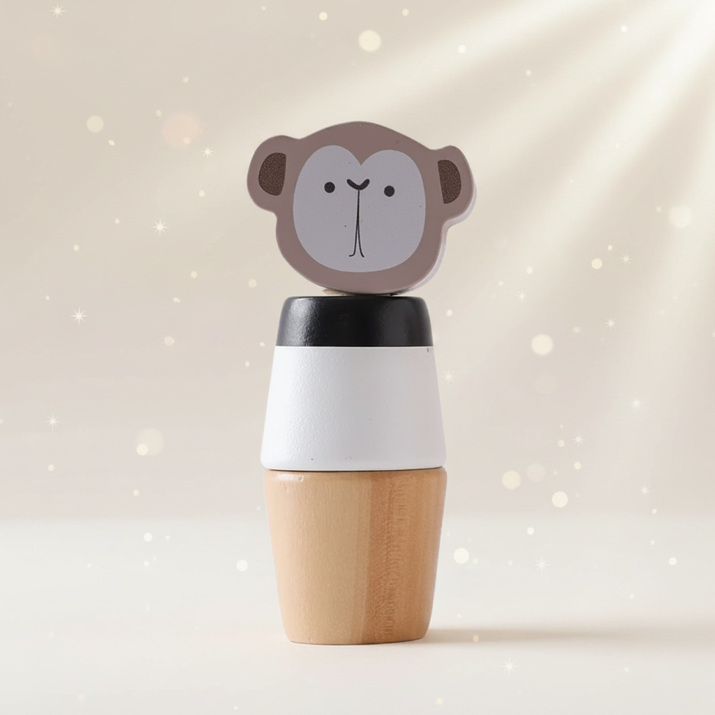 WoodyFriends – Motricidad y diversión – Juguetes apilables de madera con forma de animales