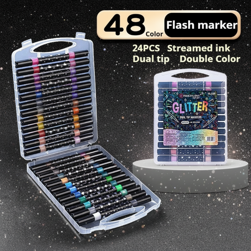 ArtShine – Colorido y brillante – Set de rotuladores de doble cara con purpurina y efectos luminosos