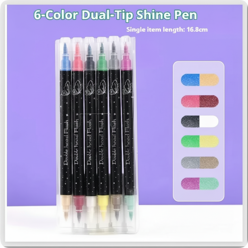 ArtShine – Colorido y brillante – Set de rotuladores de doble cara con purpurina y efectos luminosos