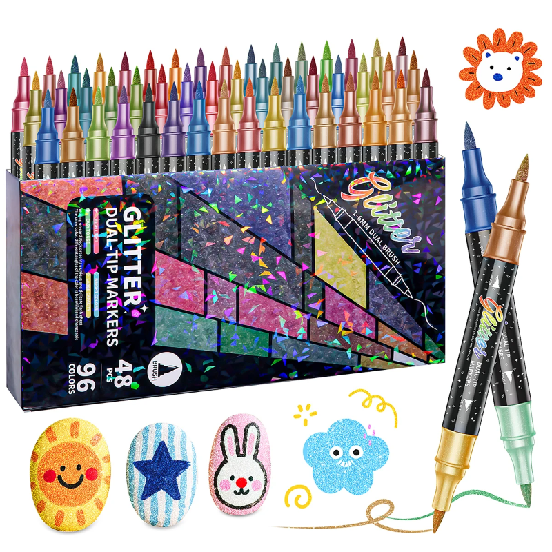 ArtShine – Colorido y brillante – Set de rotuladores de doble cara con purpurina y efectos luminosos