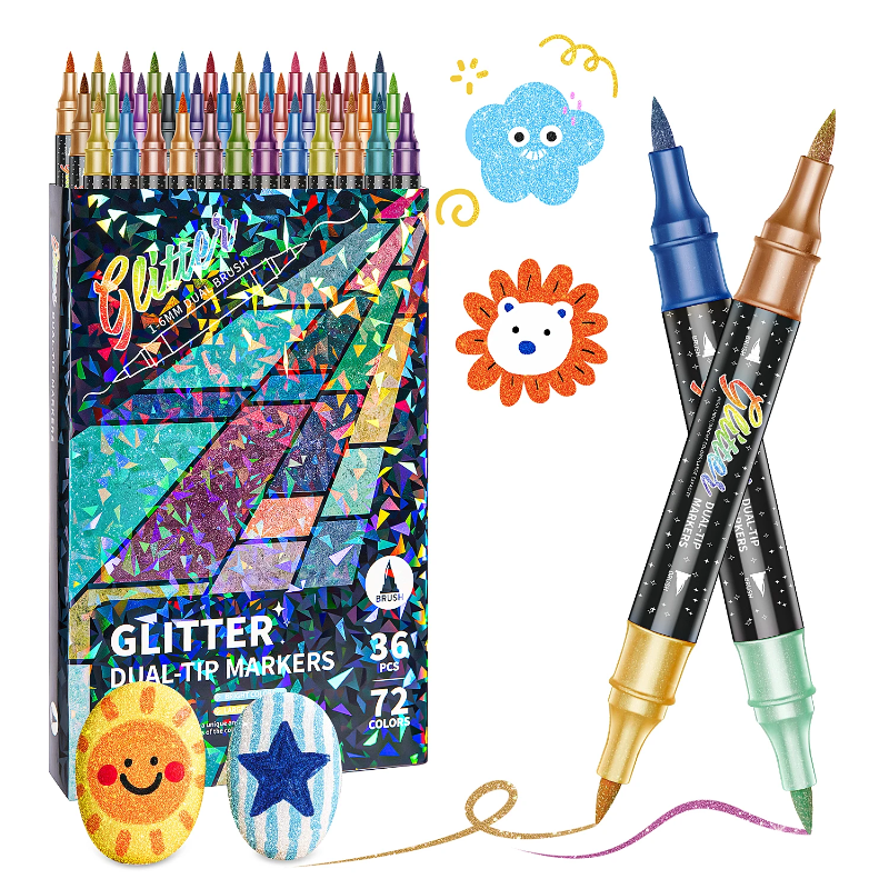 ArtShine – Colorido y brillante – Set de rotuladores de doble cara con purpurina y efectos luminosos