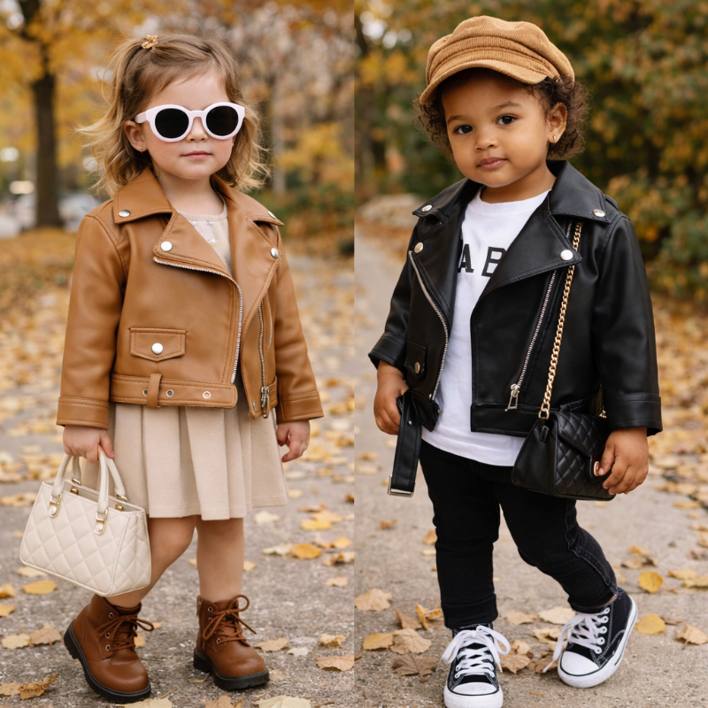 Girls Leather Jacket – Atrevida y elegante: chaqueta de cuero para niños