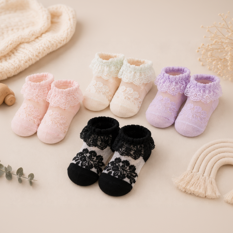BabyBliss – Cómodos y ligeros: calcetines de encaje para bebé