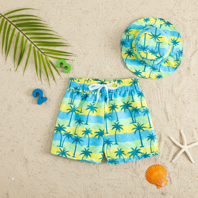 Beach Set – Colorido y elegante: bañador estampado y gorro