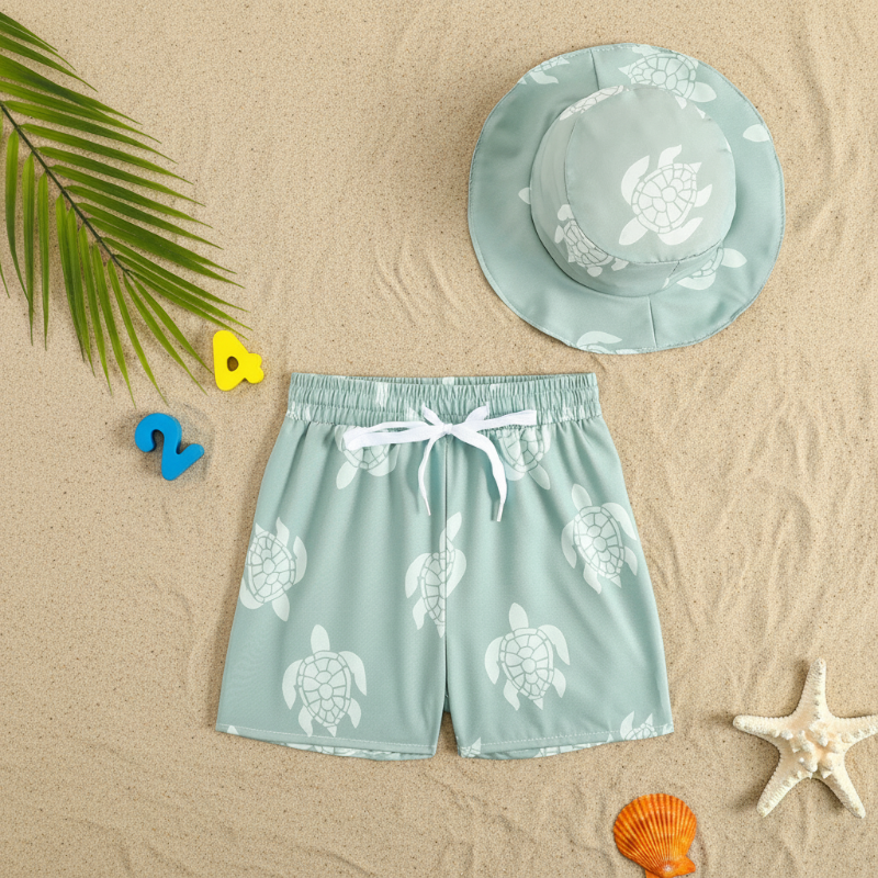 Beach Set – Colorido y elegante: bañador estampado y gorro