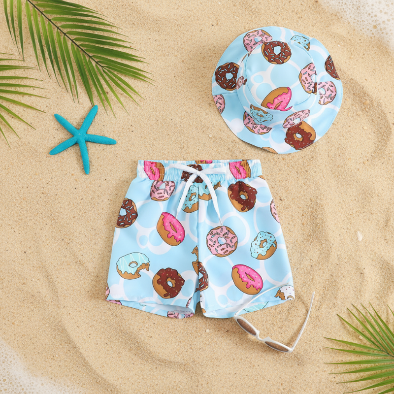 Beach Set – Colorido y elegante: bañador estampado y gorro
