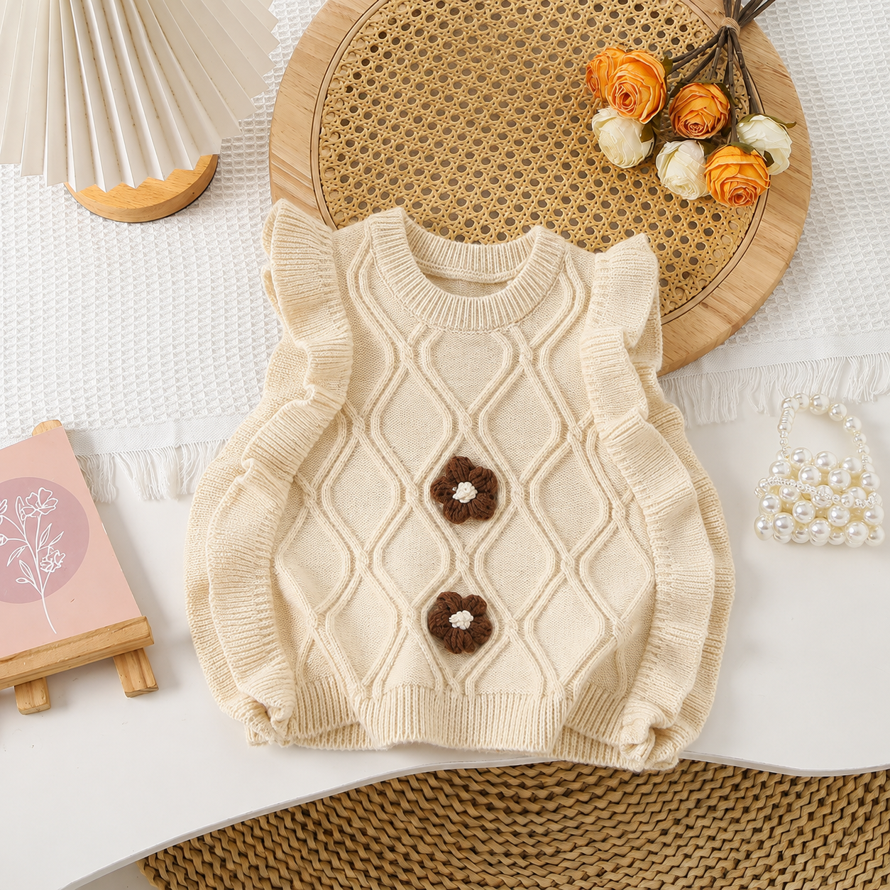 LittlePetal – Bonito y cómodo: chaleco sin mangas para niñas con motivos florales