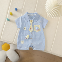 Thumbnail for KiddoStyle – Bonito y suave – Mono infantil con corbata y parche