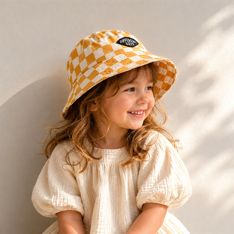 Bucket Hat – Bonito y protector: gorro infantil a cuadros