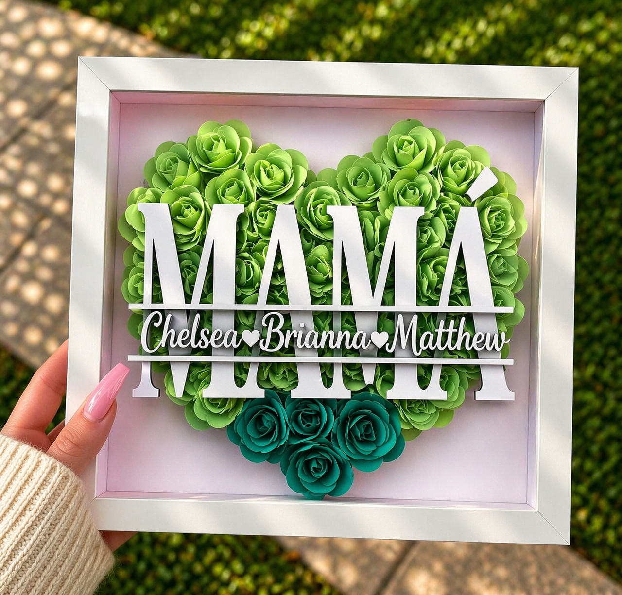 Personalized Rose Shadow Box – Regalo único para el Día de la Madre: caja con rosas personalizadas