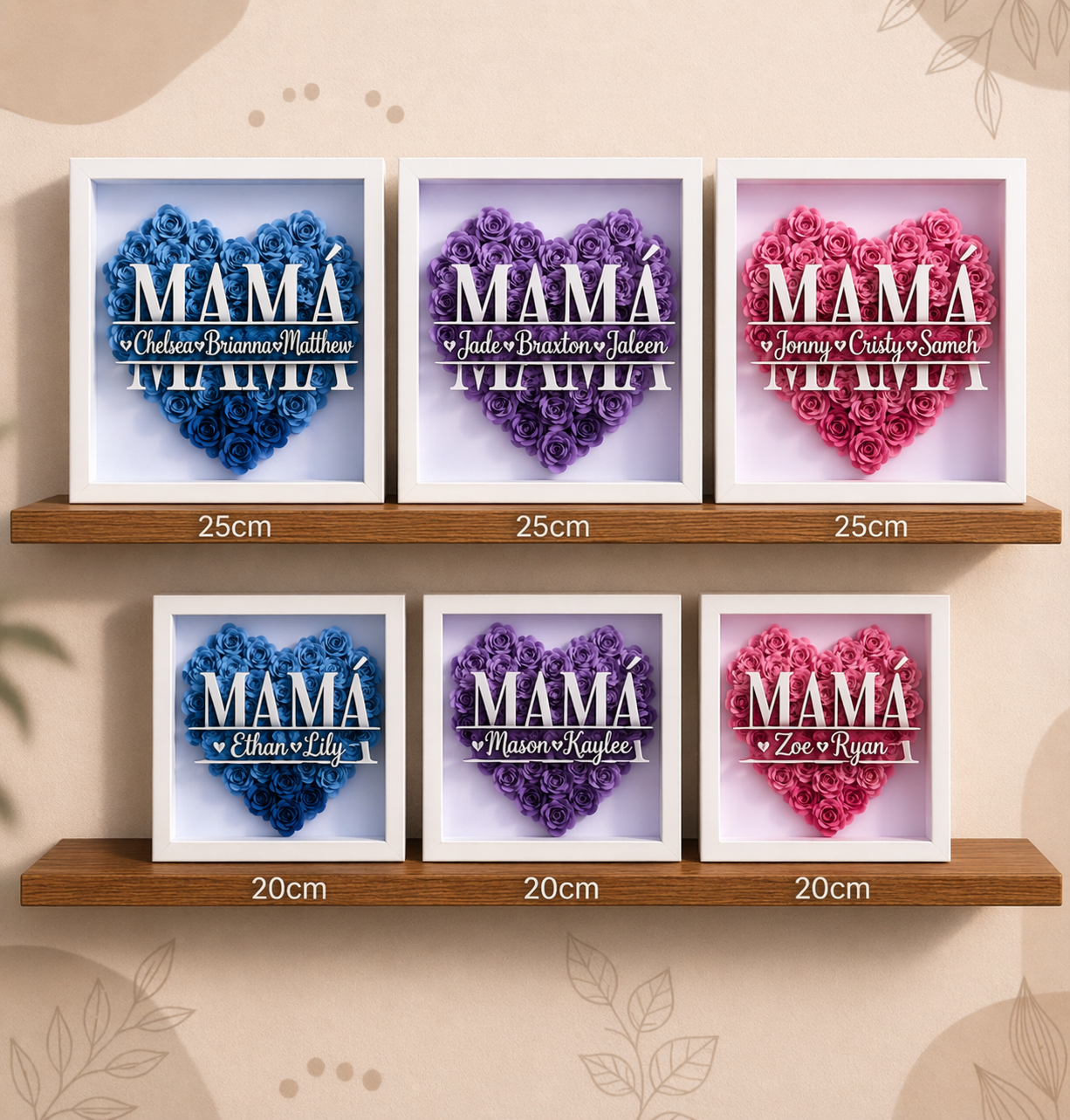Personalized Rose Shadow Box – Regalo único para el Día de la Madre: caja con rosas personalizadas
