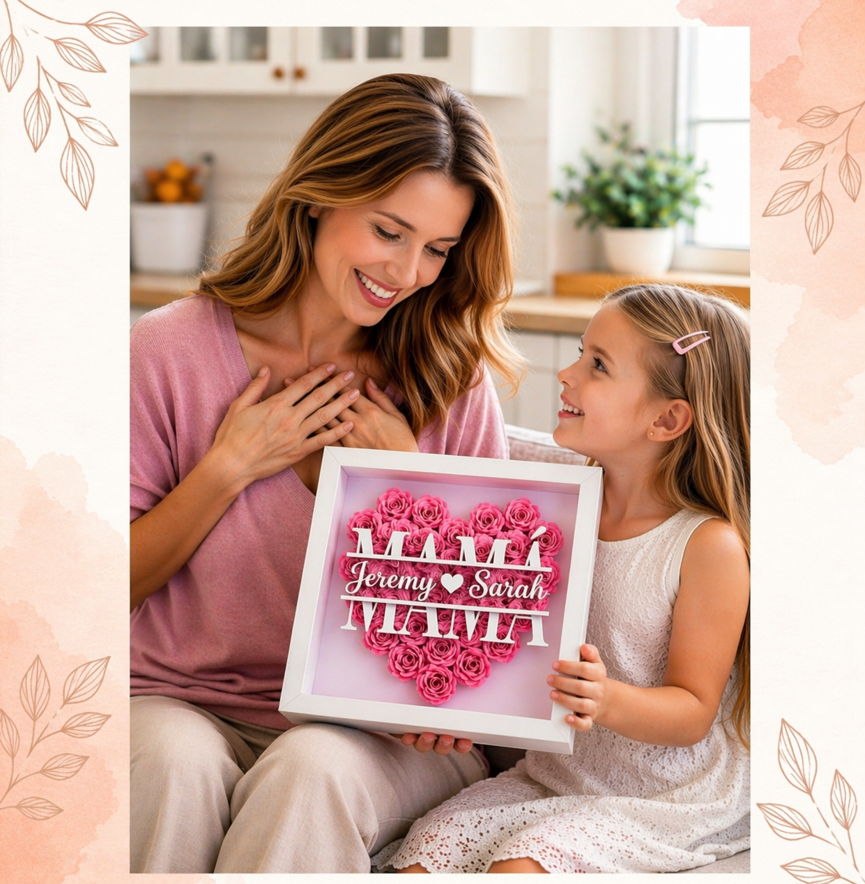 Personalized Rose Shadow Box – Regalo único para el Día de la Madre: caja con rosas personalizadas