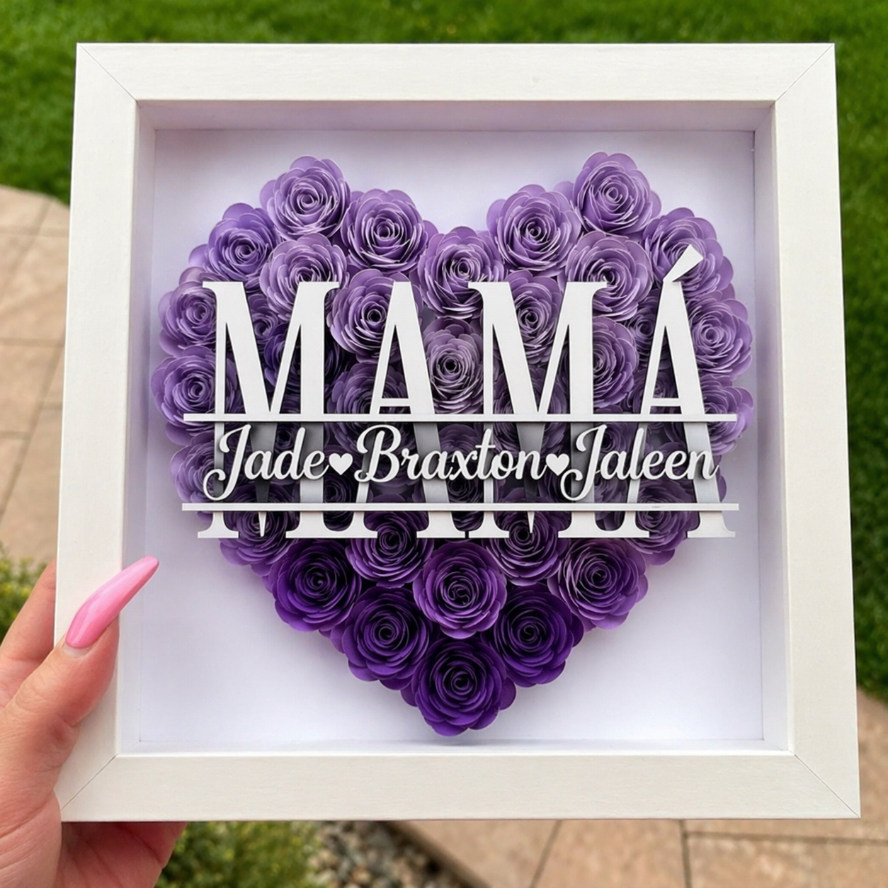 Personalized Rose Shadow Box – Regalo único para el Día de la Madre: caja con rosas personalizadas