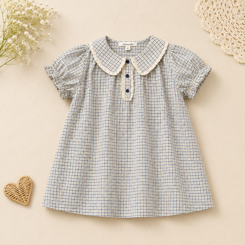 Short Sleeve Embroidery Dress – Elegancia y comodidad: vestido de boutique para niñas
