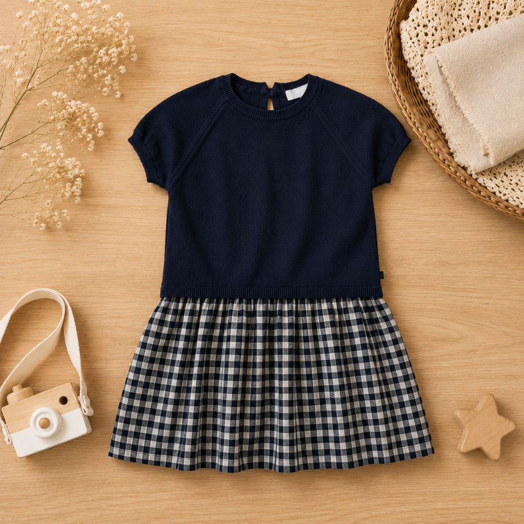 Plaid Patchwork Dress – Moderno y ligero: vestido a cuadros