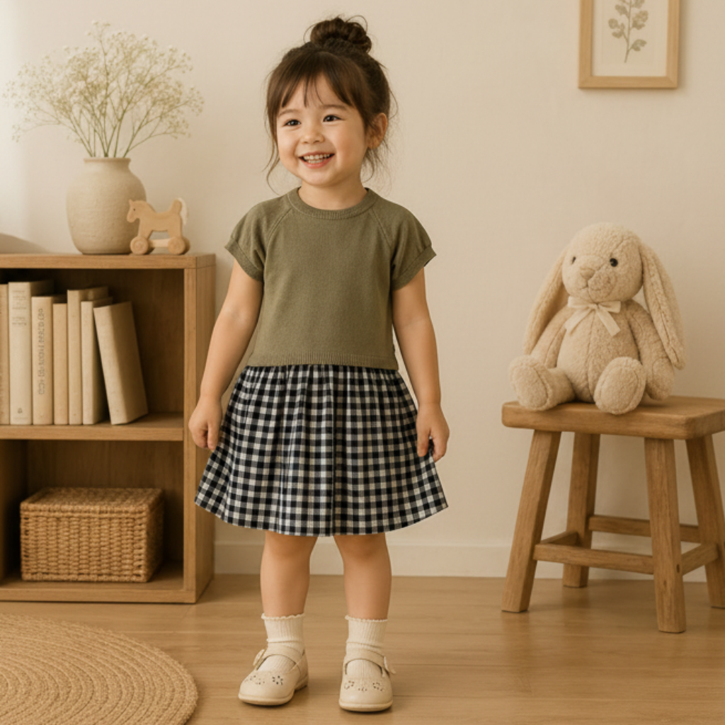 Plaid Patchwork Dress – Moderno y ligero: vestido a cuadros