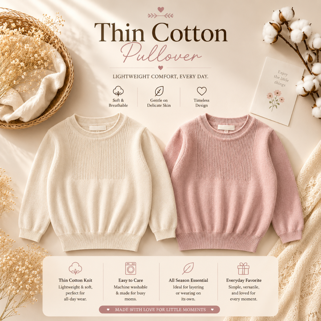 Thin Cotton Pullover – Luz y comodidad – Jersey de punto para niños