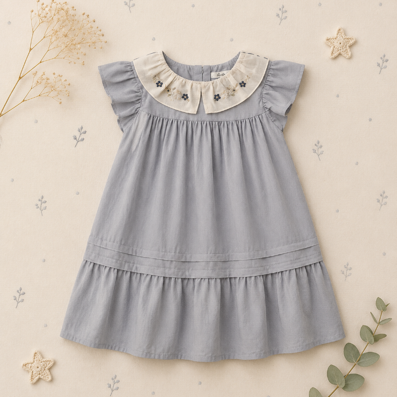 Princess Dress – Elegante y cómodo: vestido con cuello bordado
