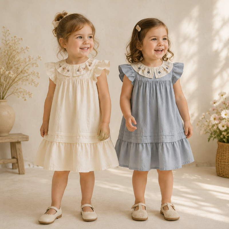 Princess Dress – Elegante y cómodo: vestido con cuello bordado
