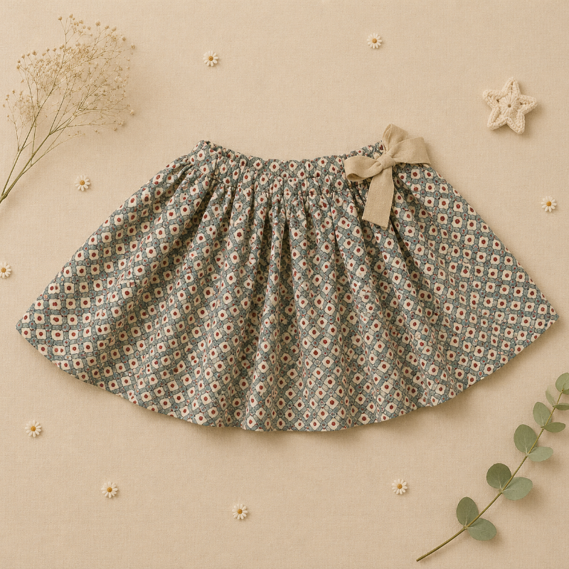 Matching Set – Cómodo y con estampado de margaritas: bombacho, falda y blusa