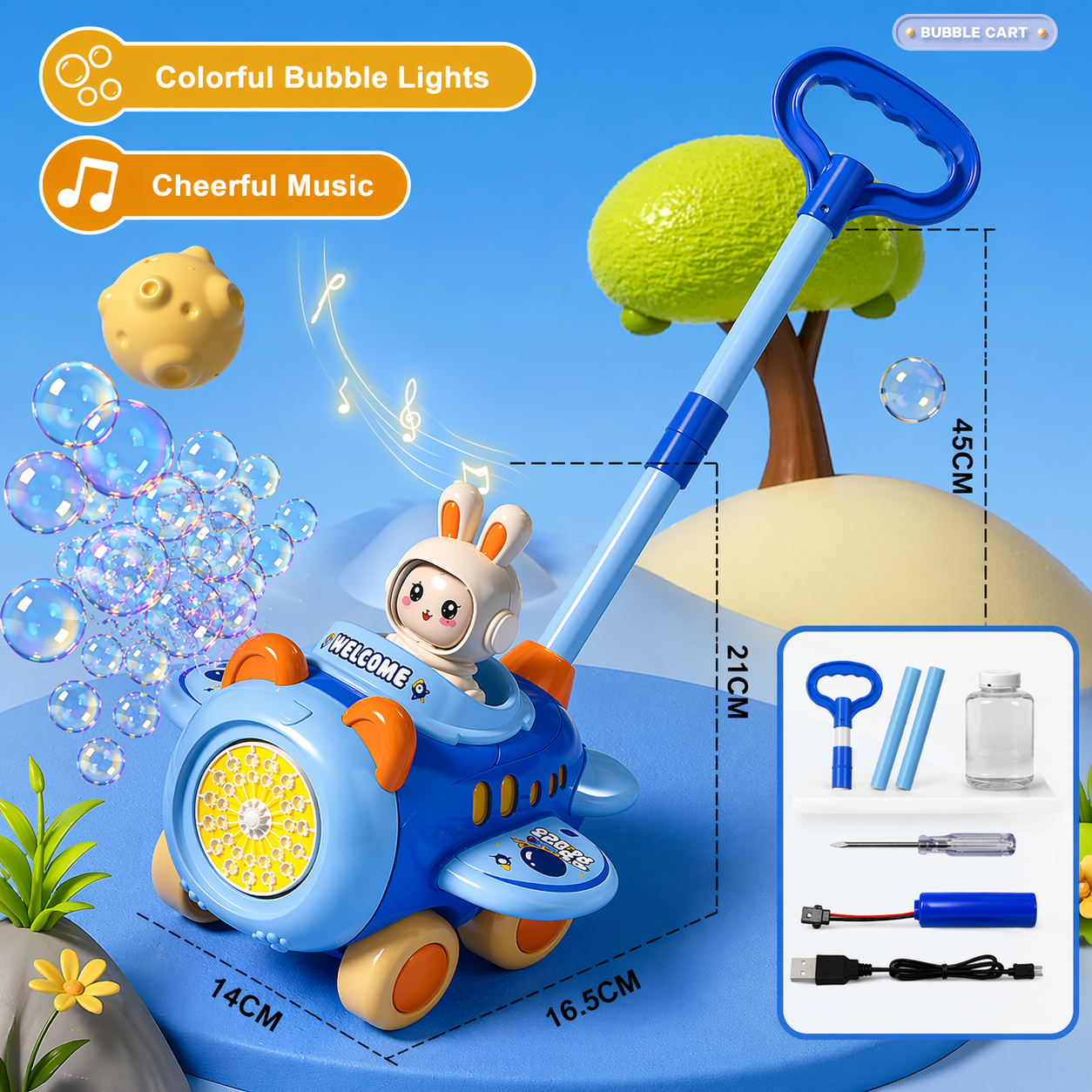 Bubble Blower – Divertido y entretenido – Carrito para hacer pompas de jabón