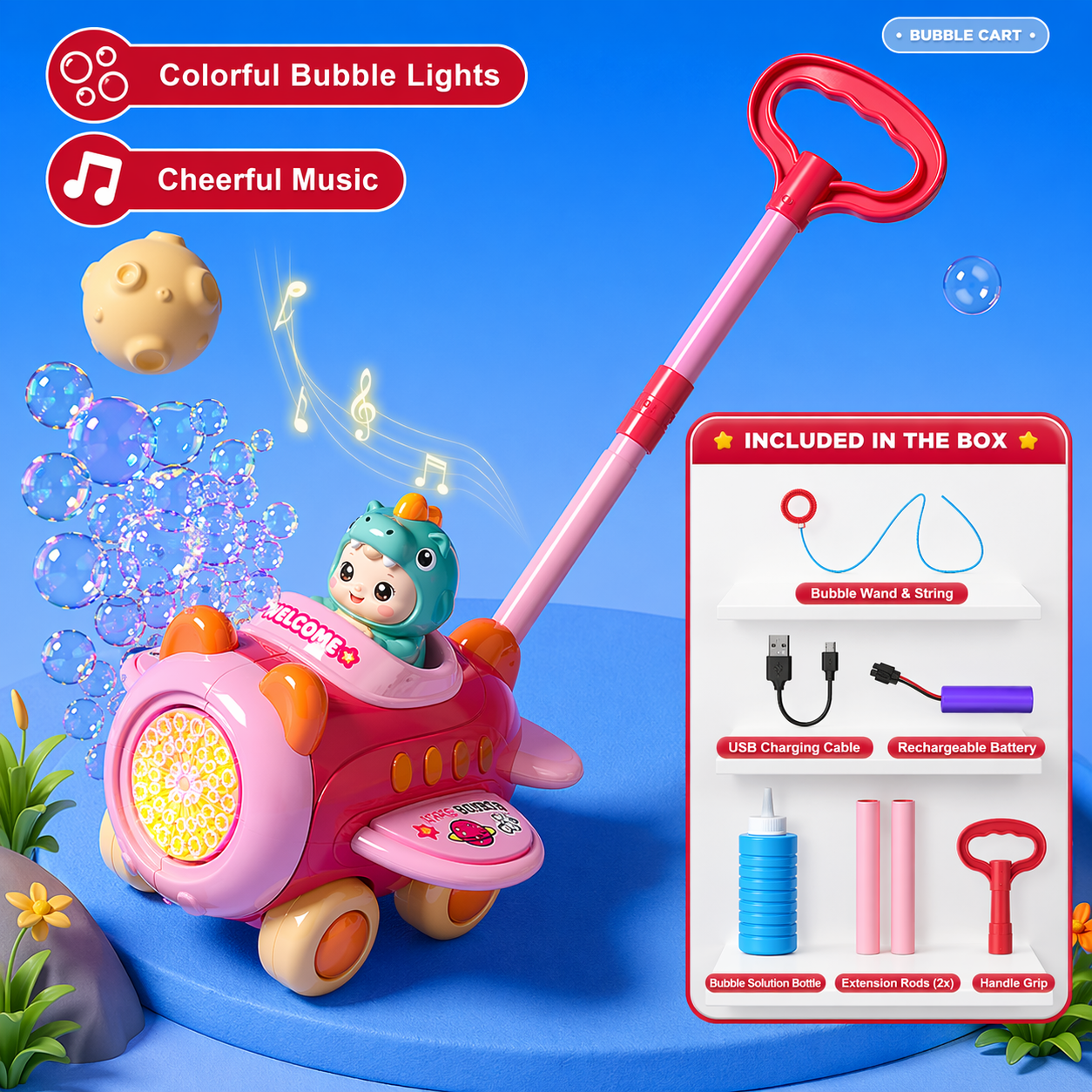 Bubble Blower – Divertido y entretenido – Carrito para hacer pompas de jabón