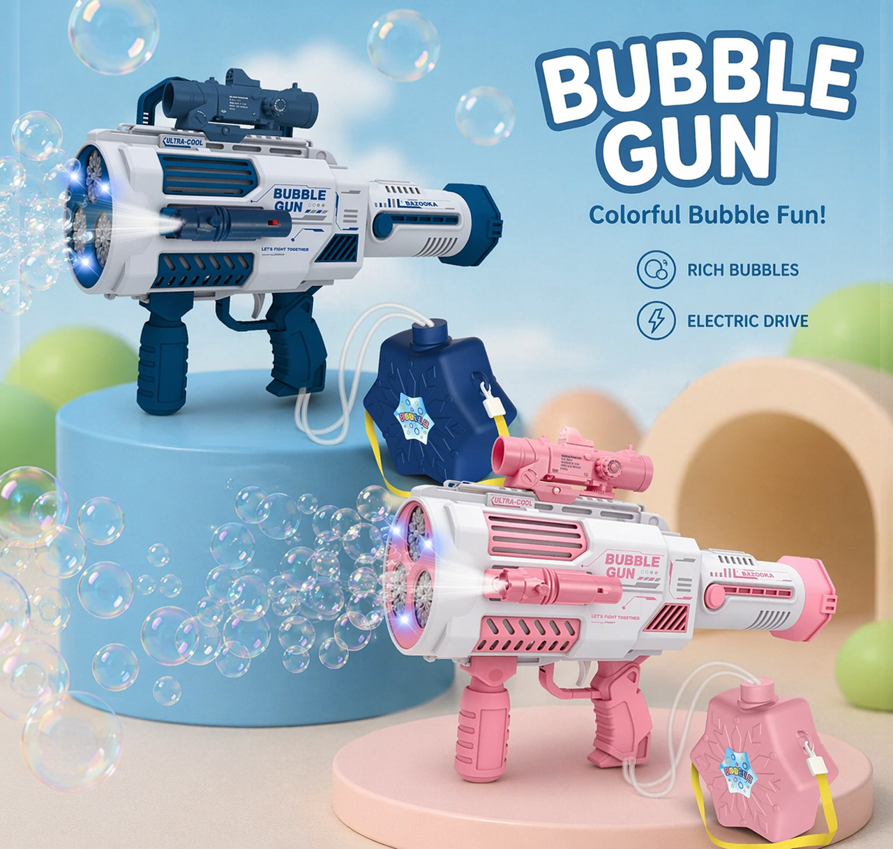 Light Up Bubble Gun – Juegos y música – Pistola de pompas de jabón