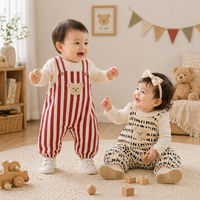 Thumbnail for Striped Overall Romper – Suave y cómodo – Mono infantil
