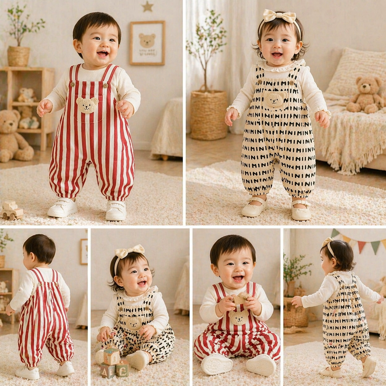 Striped Overall Romper – Suave y cómodo – Mono infantil