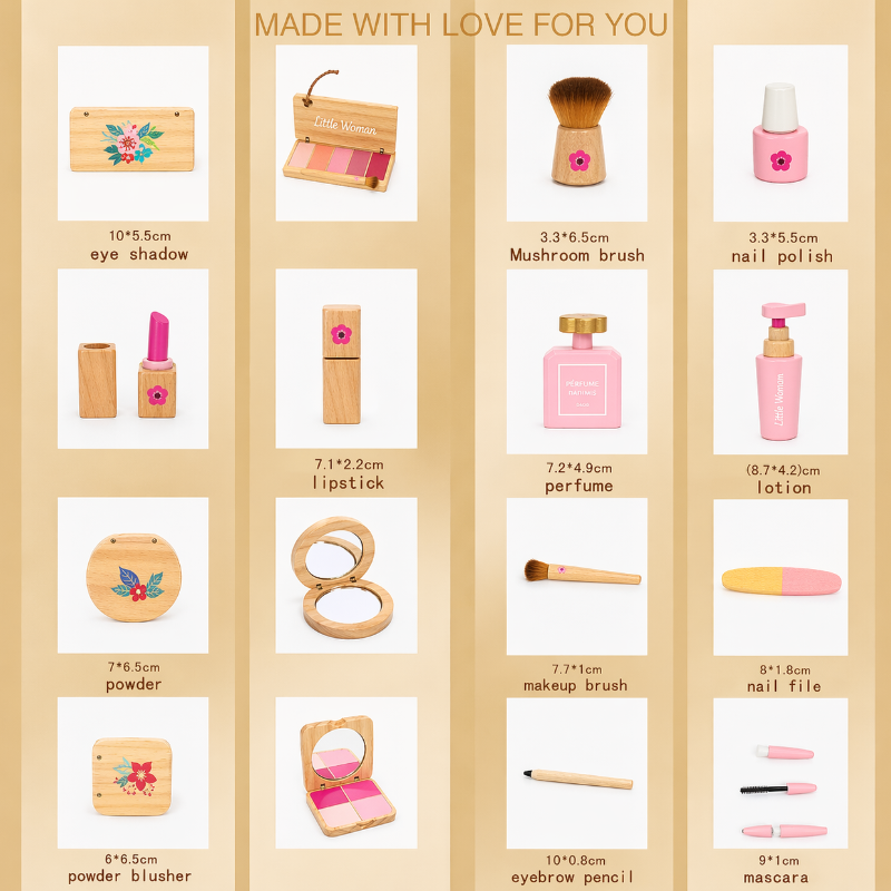 Wooden Makeup Play Set – Creatividad y juegos de rol – Set de maquillaje de madera