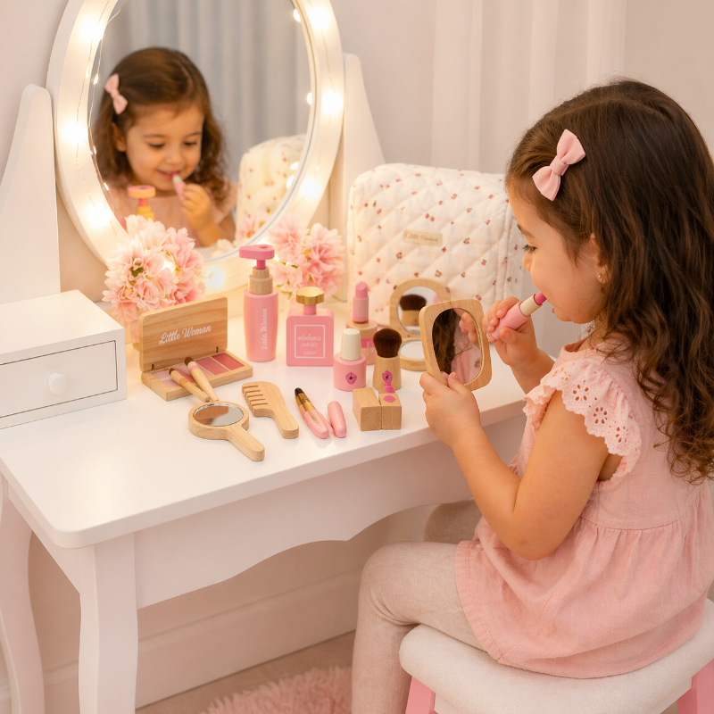 Wooden Makeup Play Set – Creatividad y juegos de rol – Set de maquillaje de madera