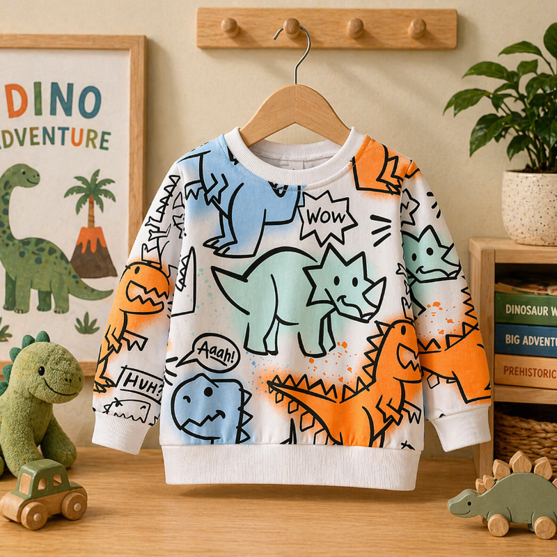 Kids Dinosaur Sweatshirt – Comodidad y estilo – Jersey infantil Dino