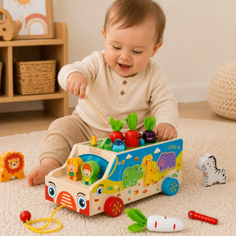 Montessori Animal Matching Toy – Educativo e interactivo: cochecito con rompecabezas