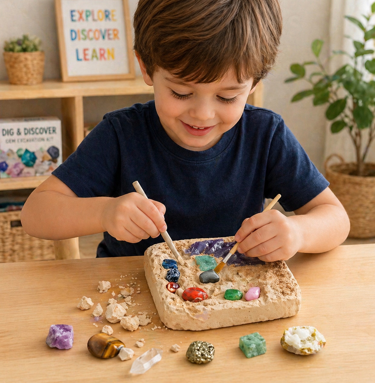 Gemstone Dig Kit – Descubrir y aprender – Kit de excavación de cristales