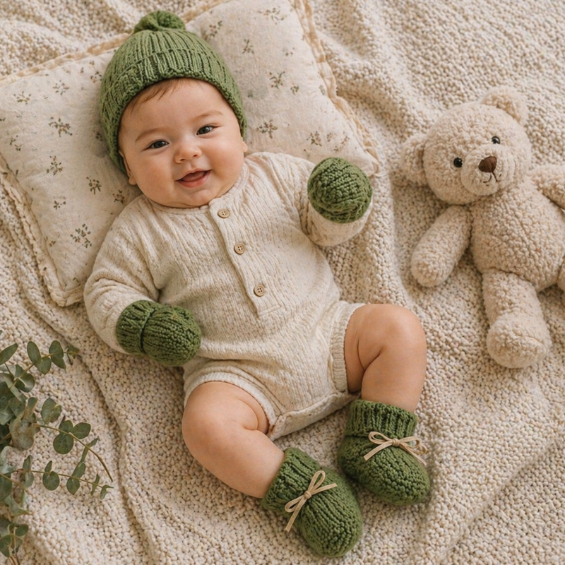 Booties & Mittens – Suave y cálido: conjunto de guantes y patucos