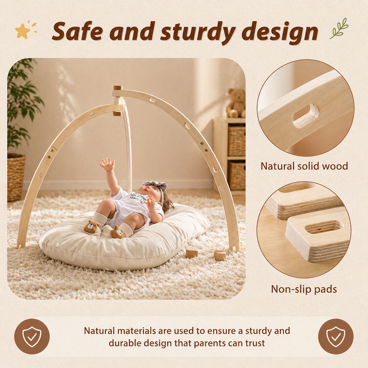 Wooden Baby Rattle Toy – Sensorial y seguro – Gimnasio para bebés