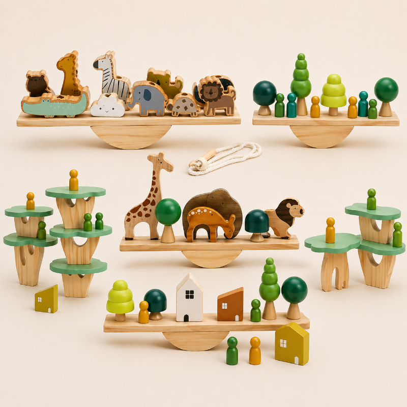 Wooden Forest Blocks – Creatividad y desarrollo – Juego de bloques de madera para apilar
