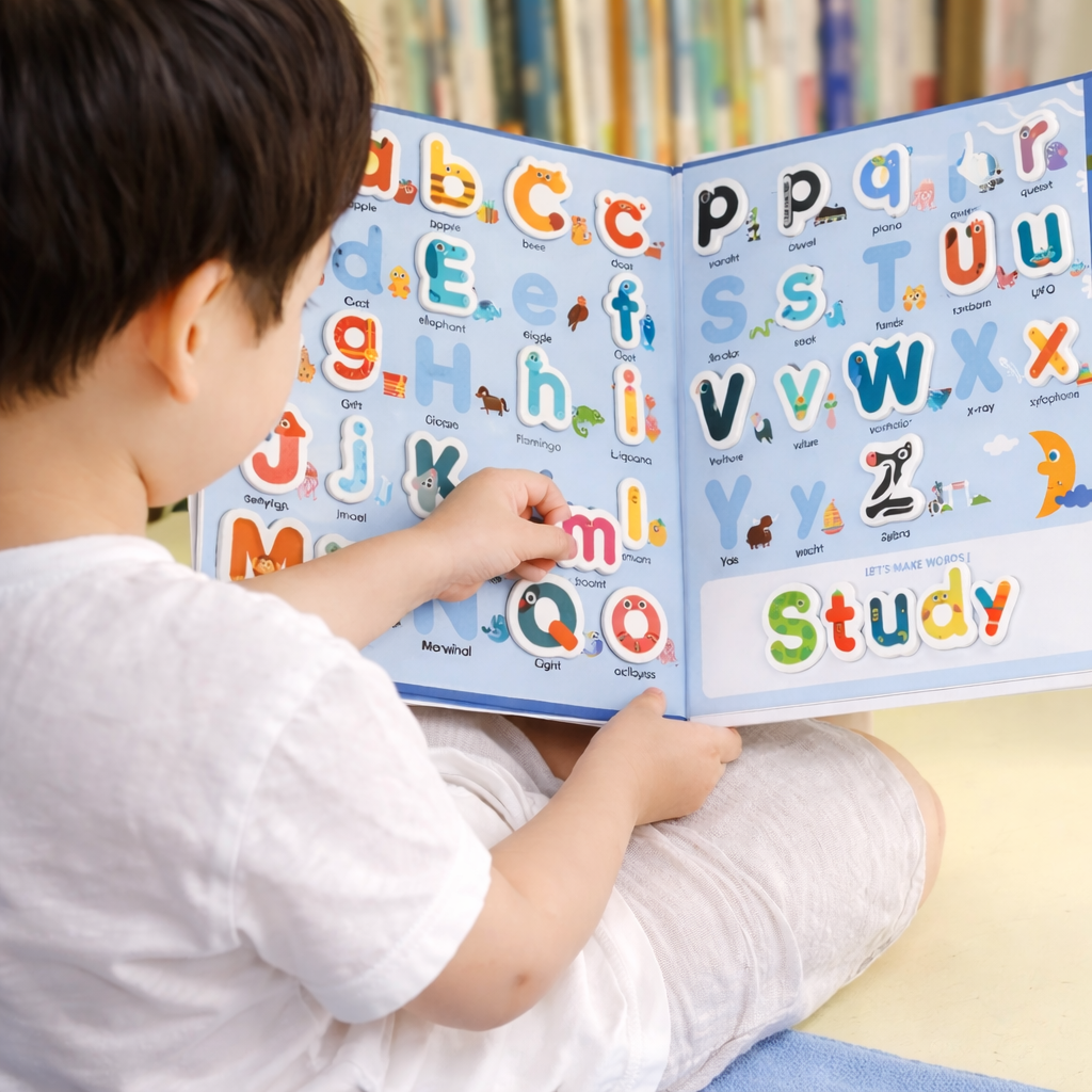 BusyBrain – Aprender palabras en inglés y matemáticas – Alfabeto y números Libro de rompecabezas