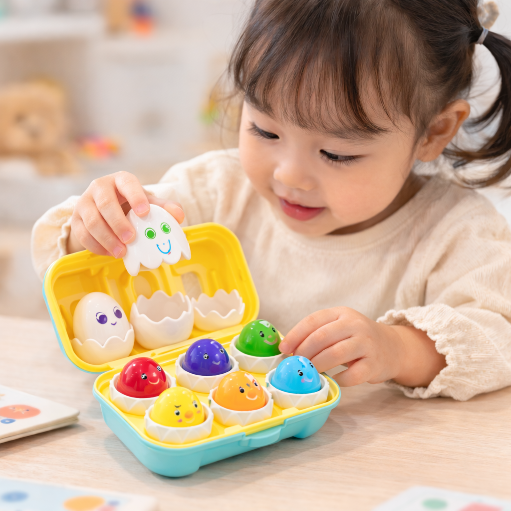 Montessori 3D Eggs Puzzle – Una actividad divertida para Pascua: juego de clasificar huevos