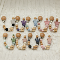 Thumbnail for Baby Pacifier Holder – Con nombre – Cuentas personalizadas de madera y silicona