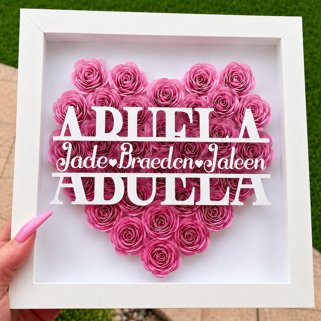 Personalized Rose Shadow Box – Regalo único para el Día de la Madre: caja con rosas personalizadas