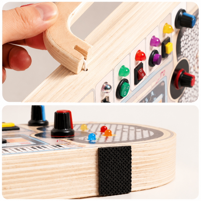 Wooden Busy Board – Motricidad e interactivo – Tablero de actividades musicales