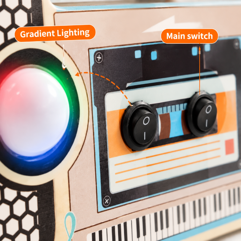 Wooden Busy Board – Motricidad e interactivo – Tablero de actividades musicales
